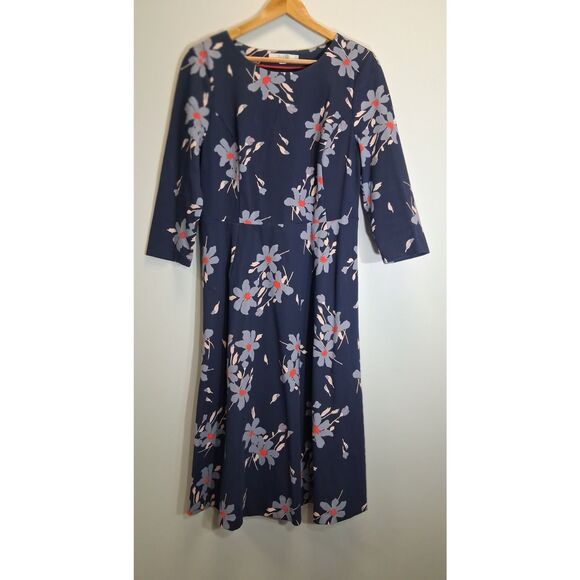 Boden womens size 12L shift dress blue midi which stretch cotton blend - Picture 2 of 9